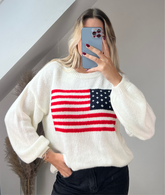 Pull drapeau blanc