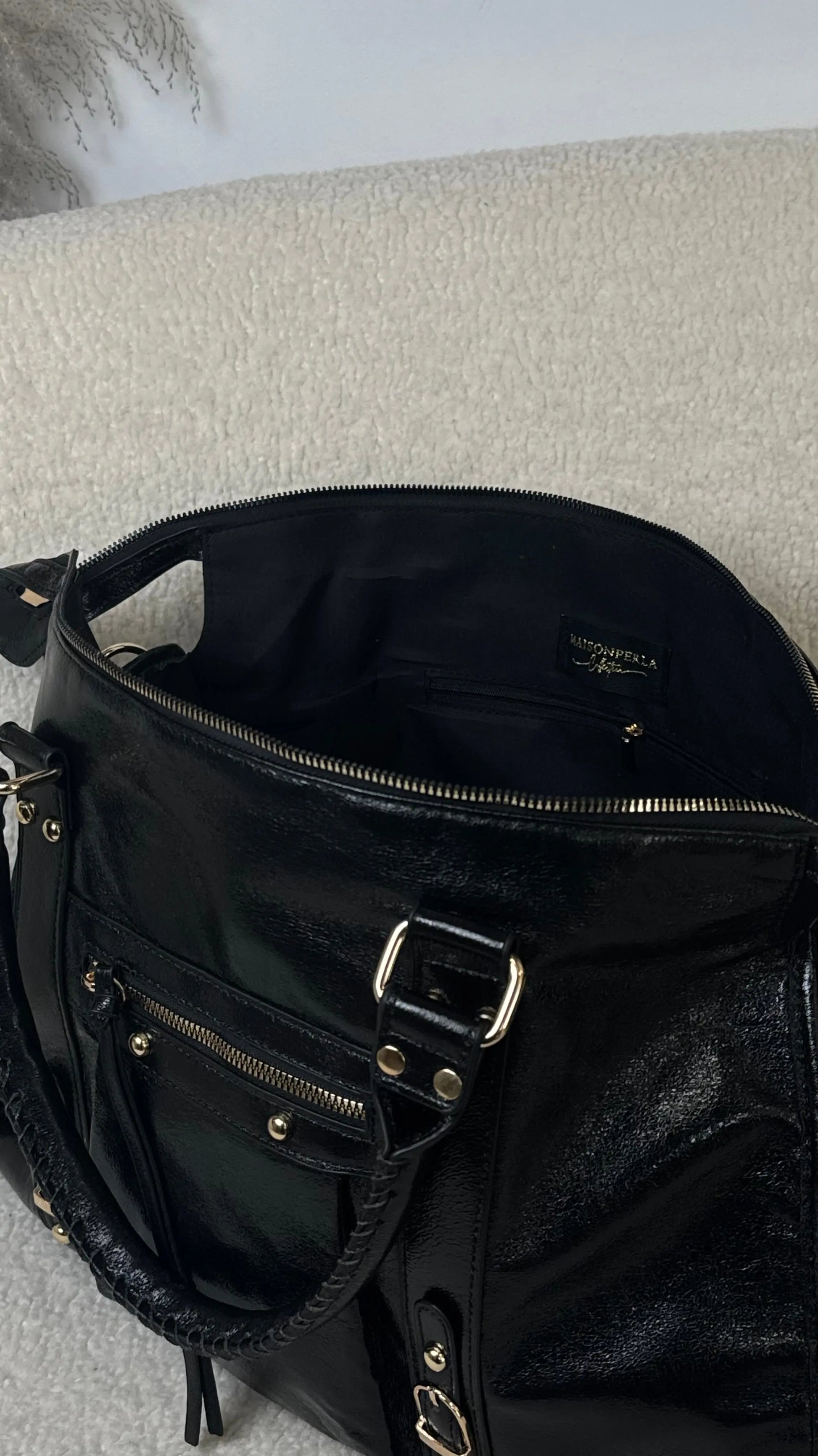 Ancien Sac Elsa paillettes noir XXL - finitions dorées précommande expédition le 21/11 MaisonPerla Collection