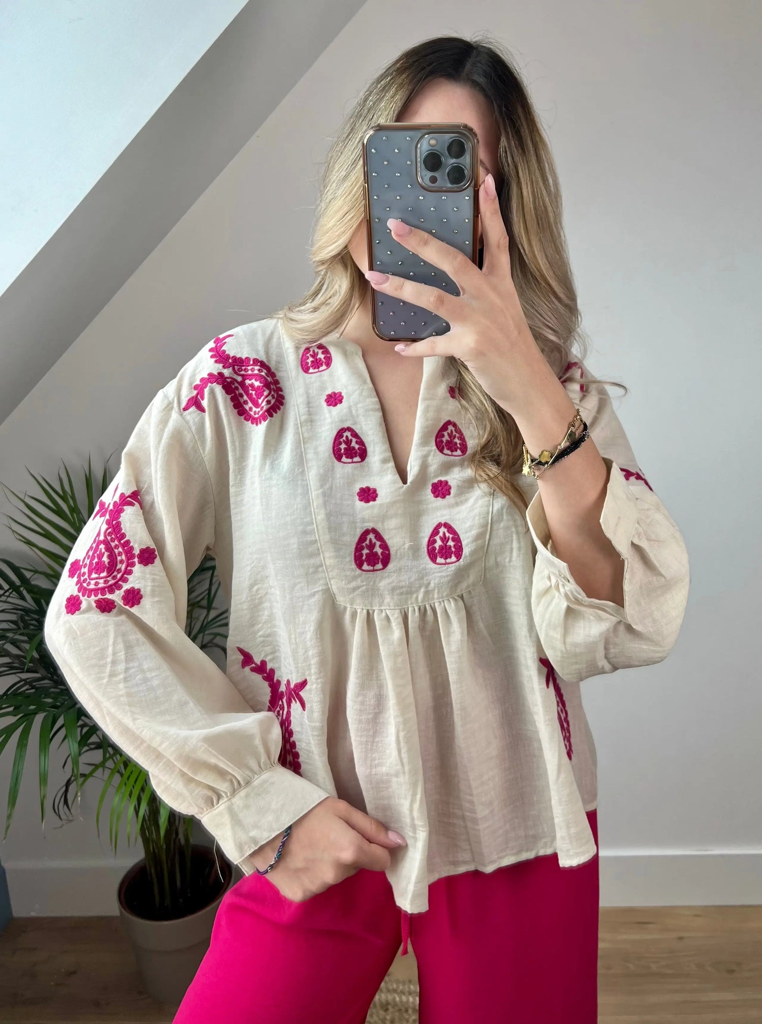 Blouse Santorini Rose MaisonPerla Collection