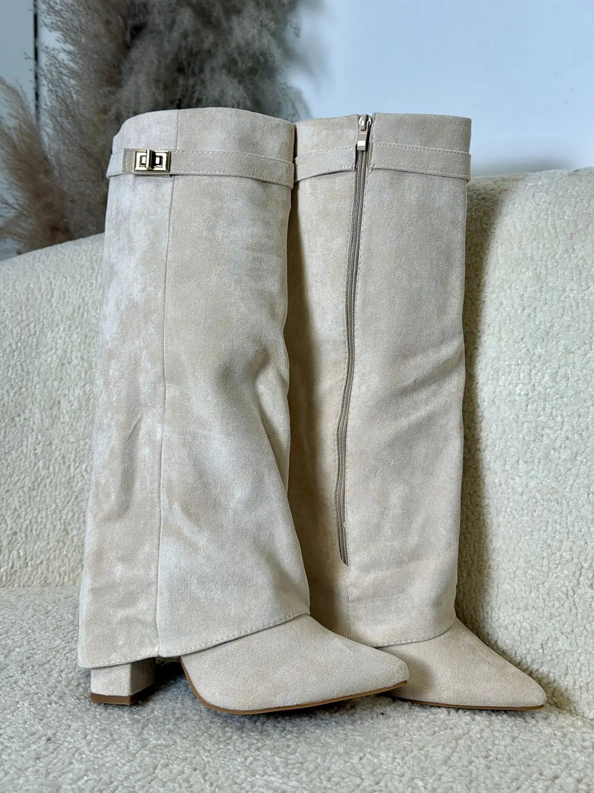 Bottes Nina suédine écru MaisonPerla Collection