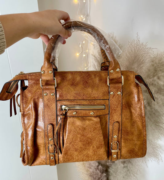 Nouveau Maxi sac Elsa brillant camel