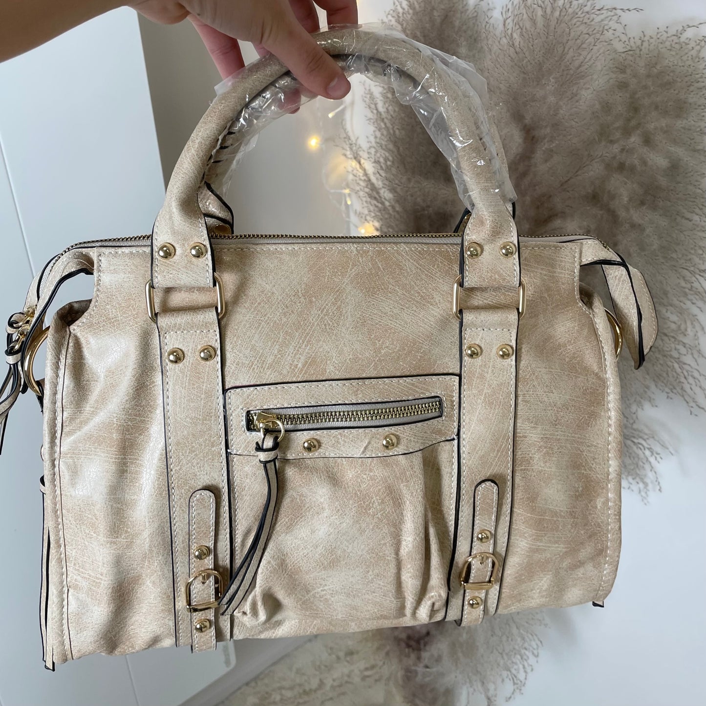 Nouveau Maxi sac Elsa brillant beige