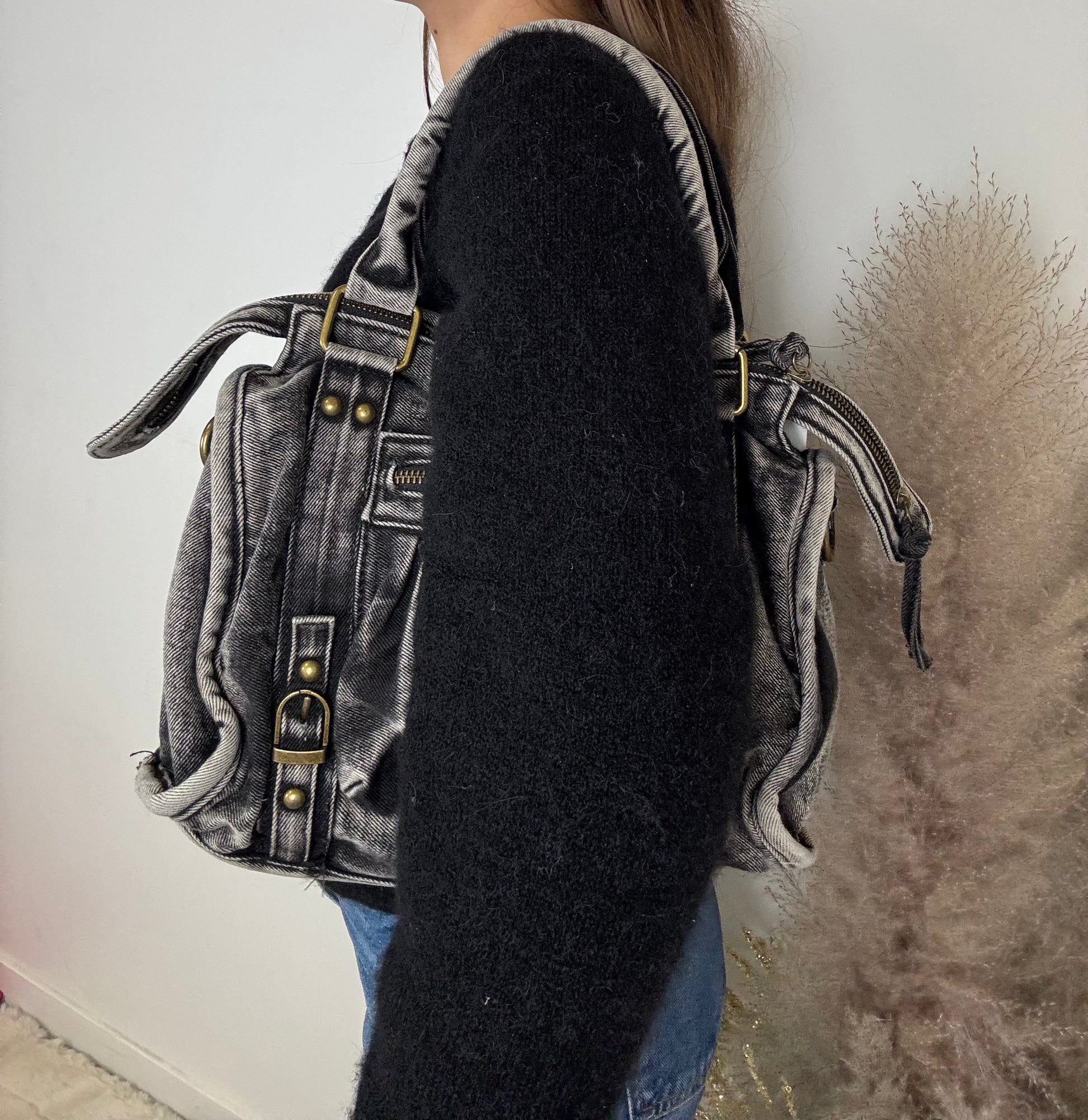Grand Sac Elsa jean noir L MaisonPerla Collection
