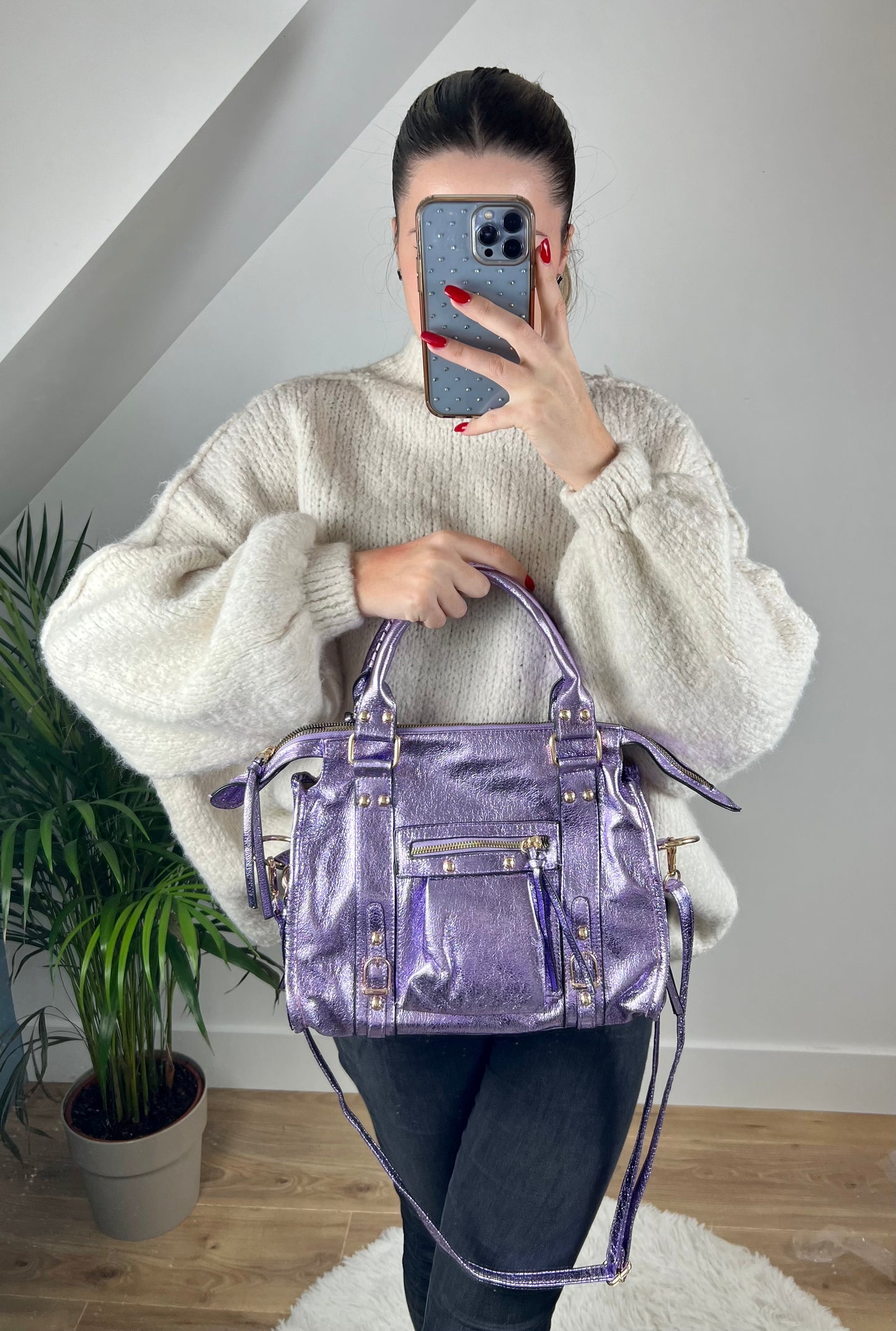 Petit Sac Elsa Mauve brillant