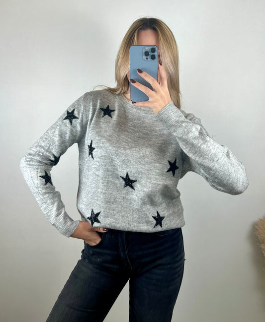 Pull étoile gris