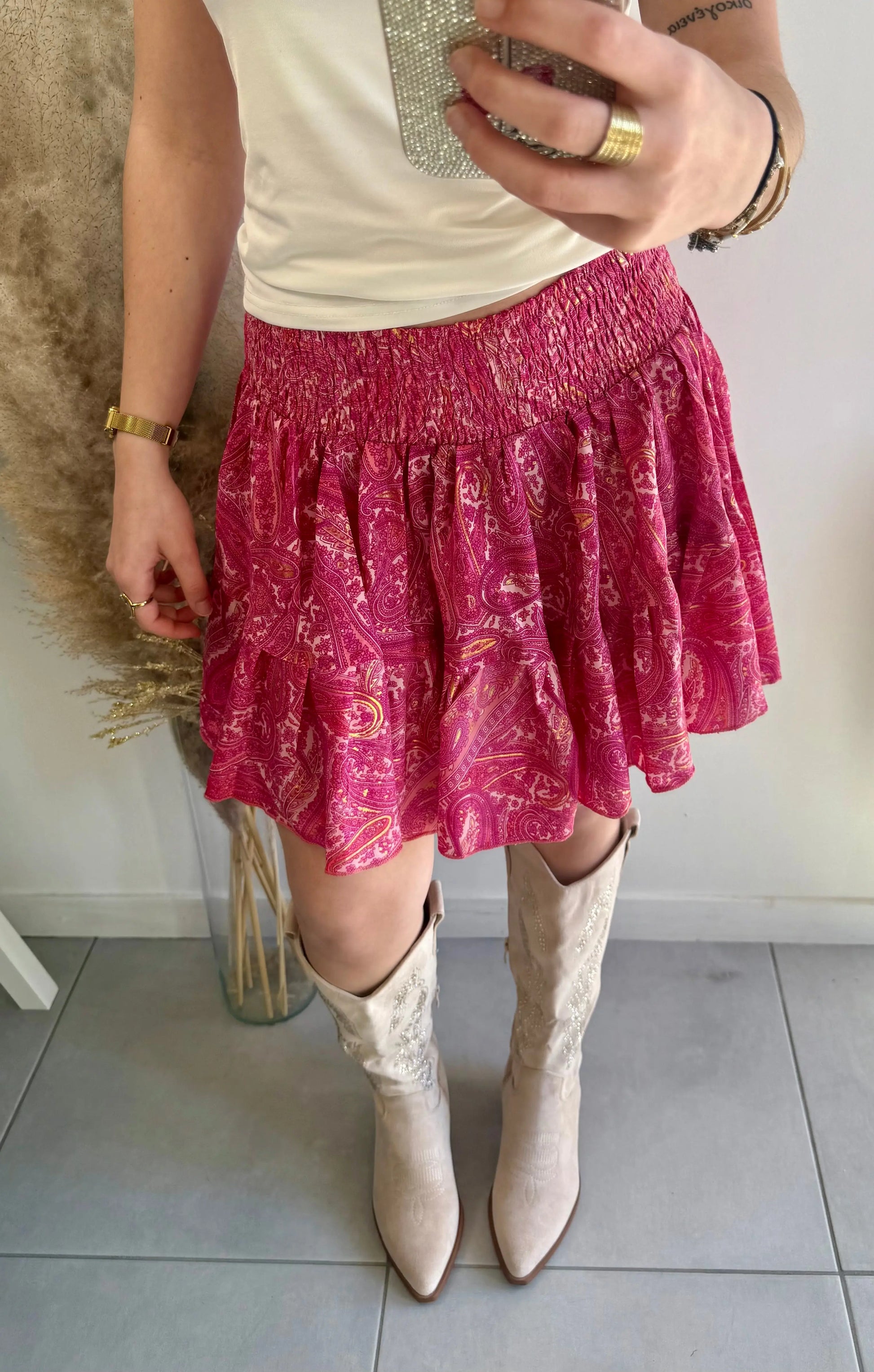 Jupe bohème Louane Rose MaisonPerla Collection