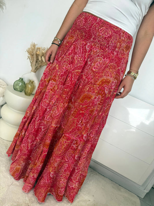 Jupe bohème Sara corail MaisonPerla Collection