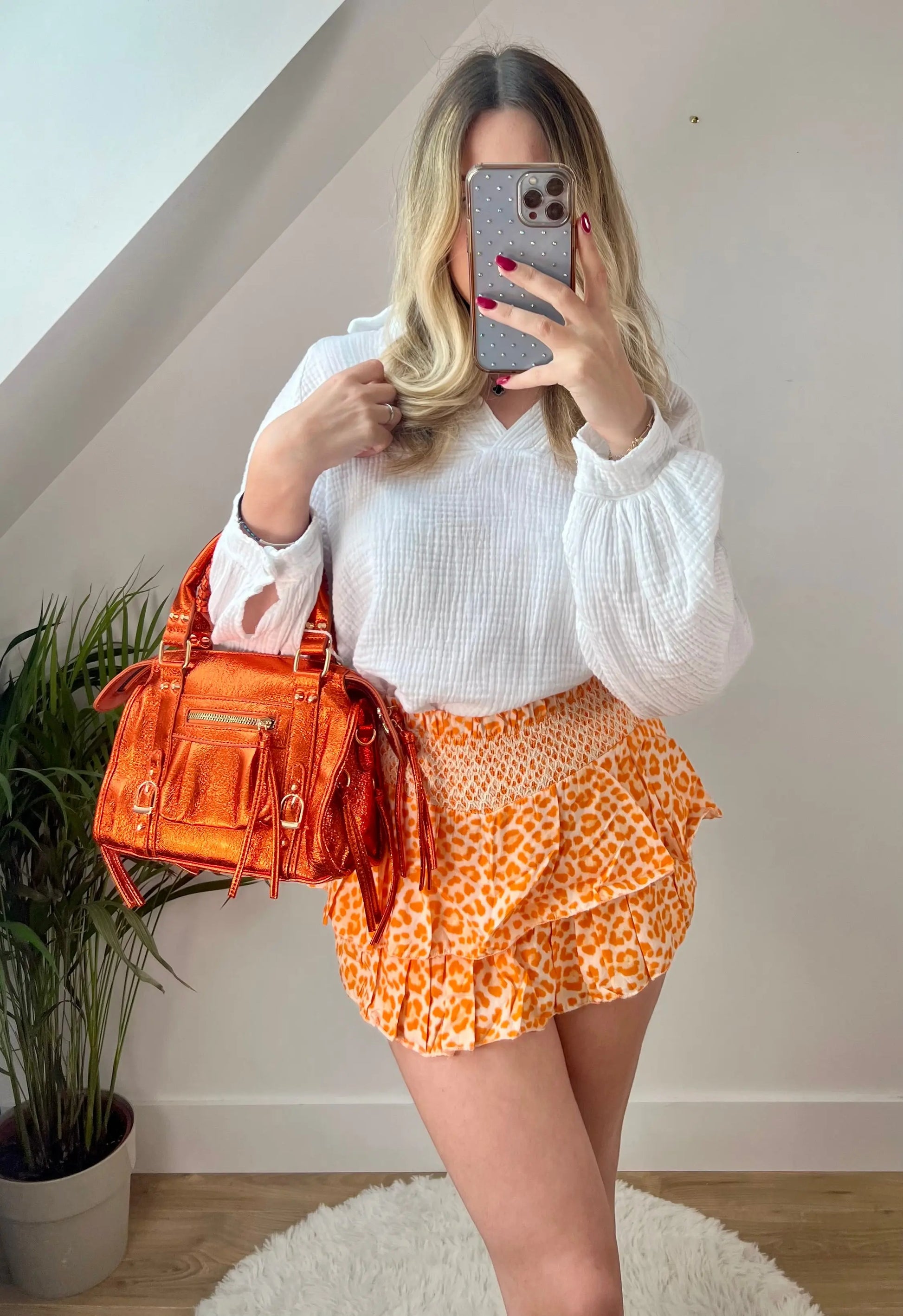 Jupe short Maya Orange MaisonPerla Collection