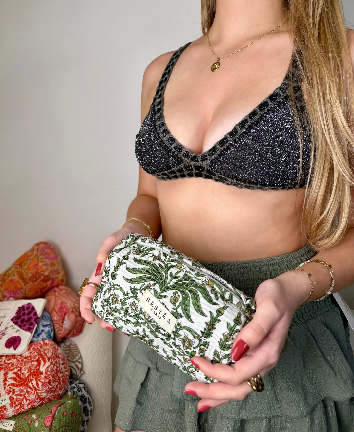 Maillot Camélia Bleu - Haut MaisonPerla Collection