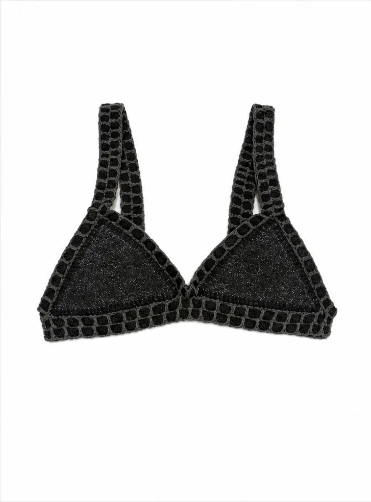 Maillot Camélia noir - Haut MaisonPerla Collection