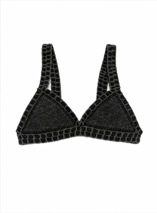 Maillot Camélia noir - Haut MaisonPerla Collection