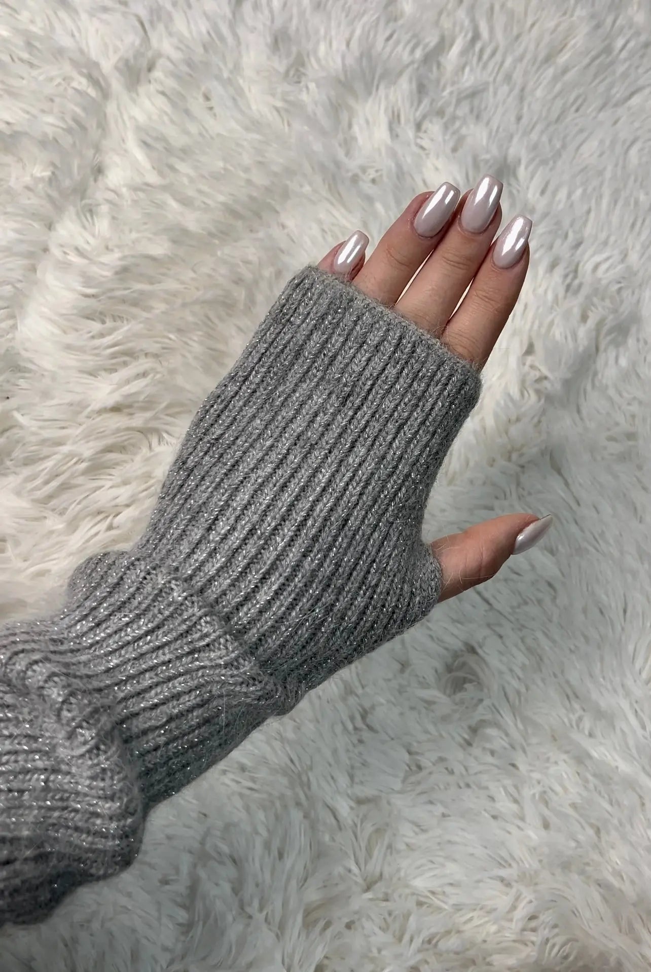 Mitaines pailettes Gris MaisonPerla Collection