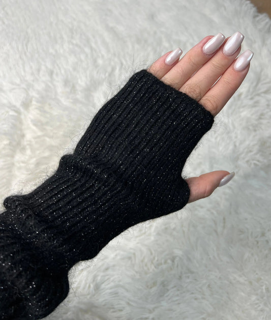 Mitaines paillettes Noir MaisonPerla Collection