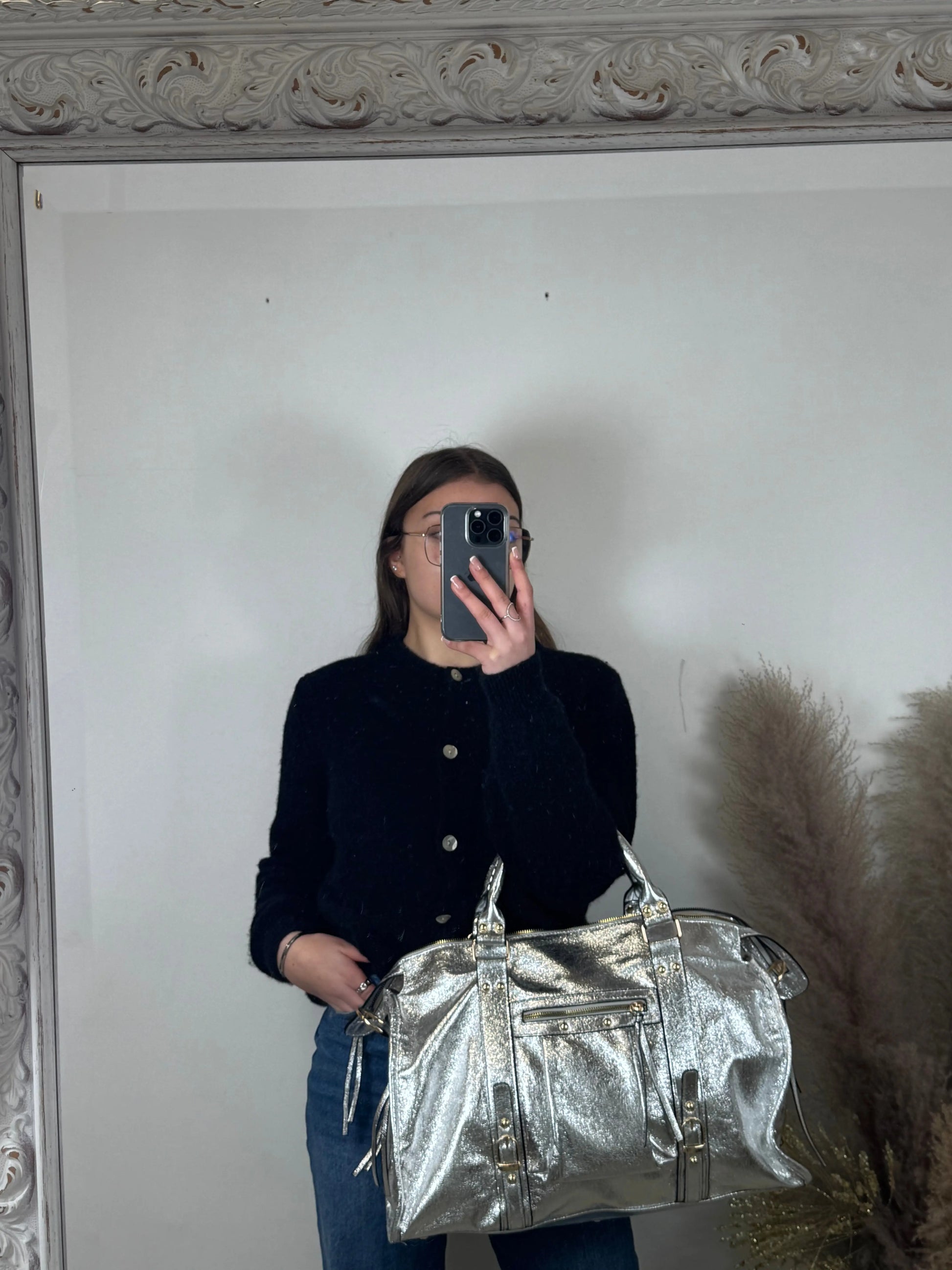 Nouveau Maxi sac Elsa paillettes silver XXL MaisonPerla Collection