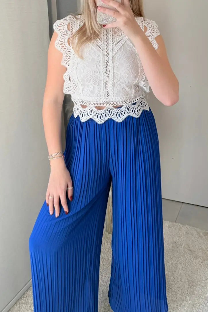 Pantalon Alma bleu électrique MaisonPerla Collection