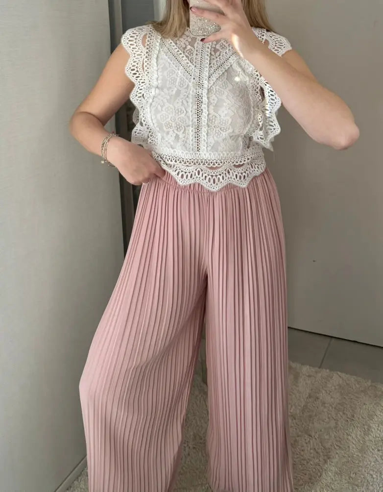 Pantalon Alma rose poudré MaisonPerla Collection