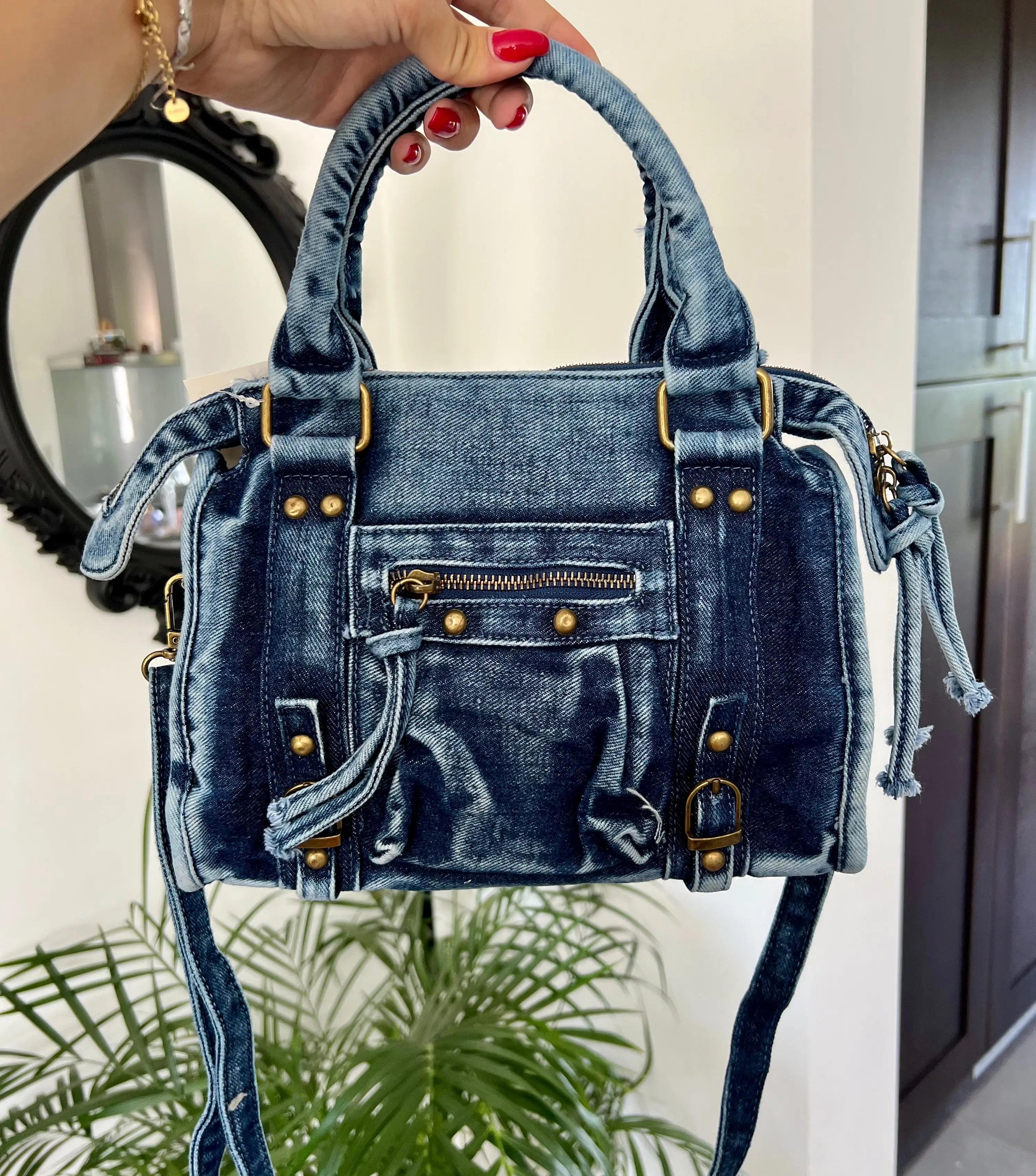 Petit sac Elsa jean bleu foncé M MaisonPerla Collection