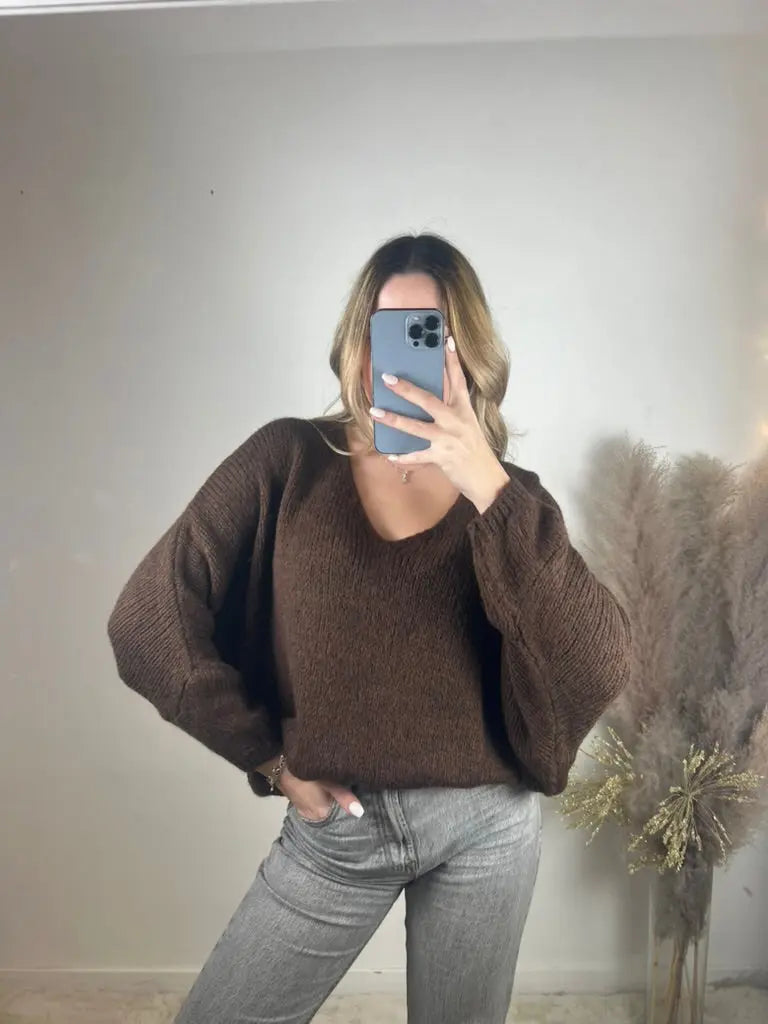 Pull Sarah chocolat MaisonPerla Collection