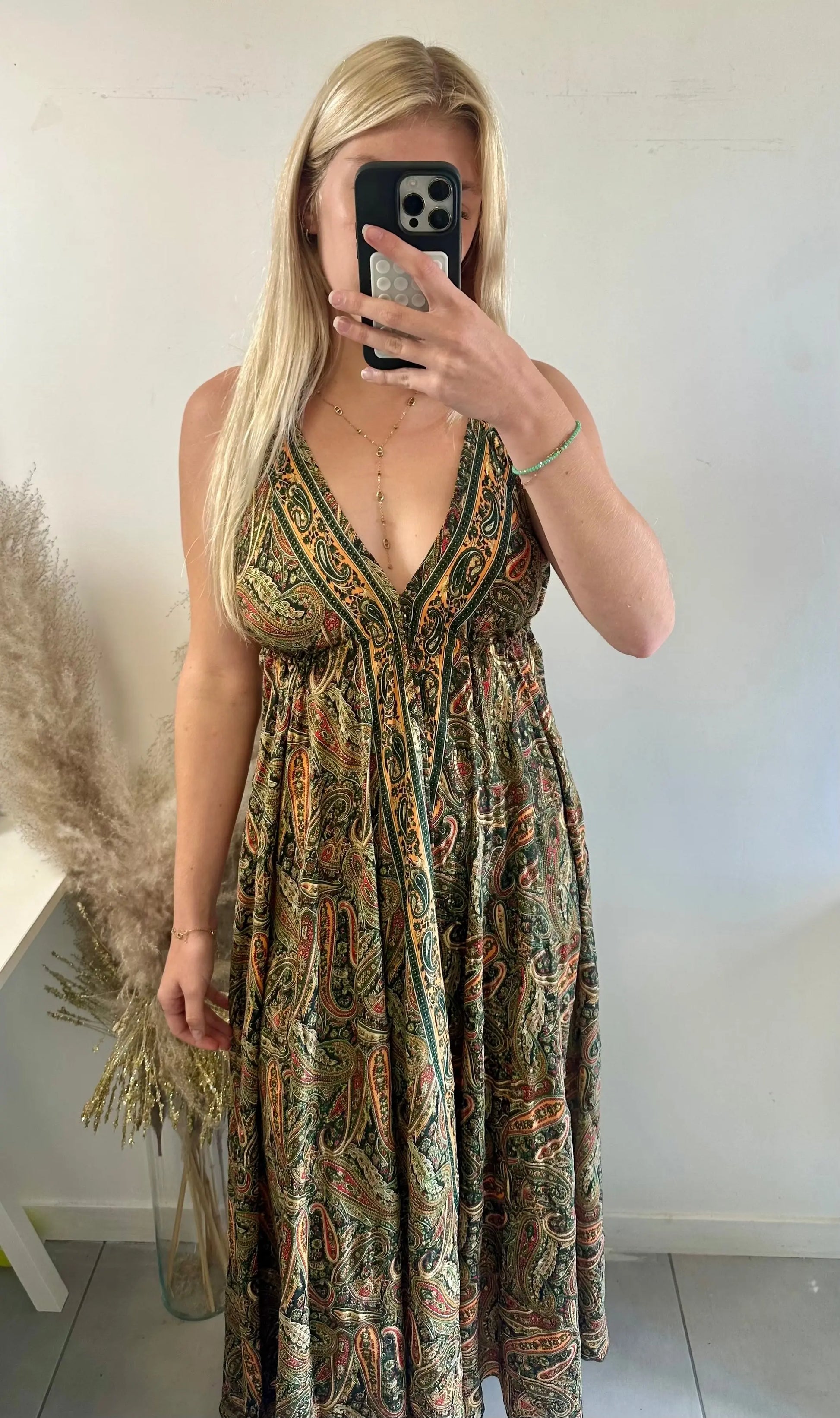 Robe Sophia kaki MaisonPerla Collection