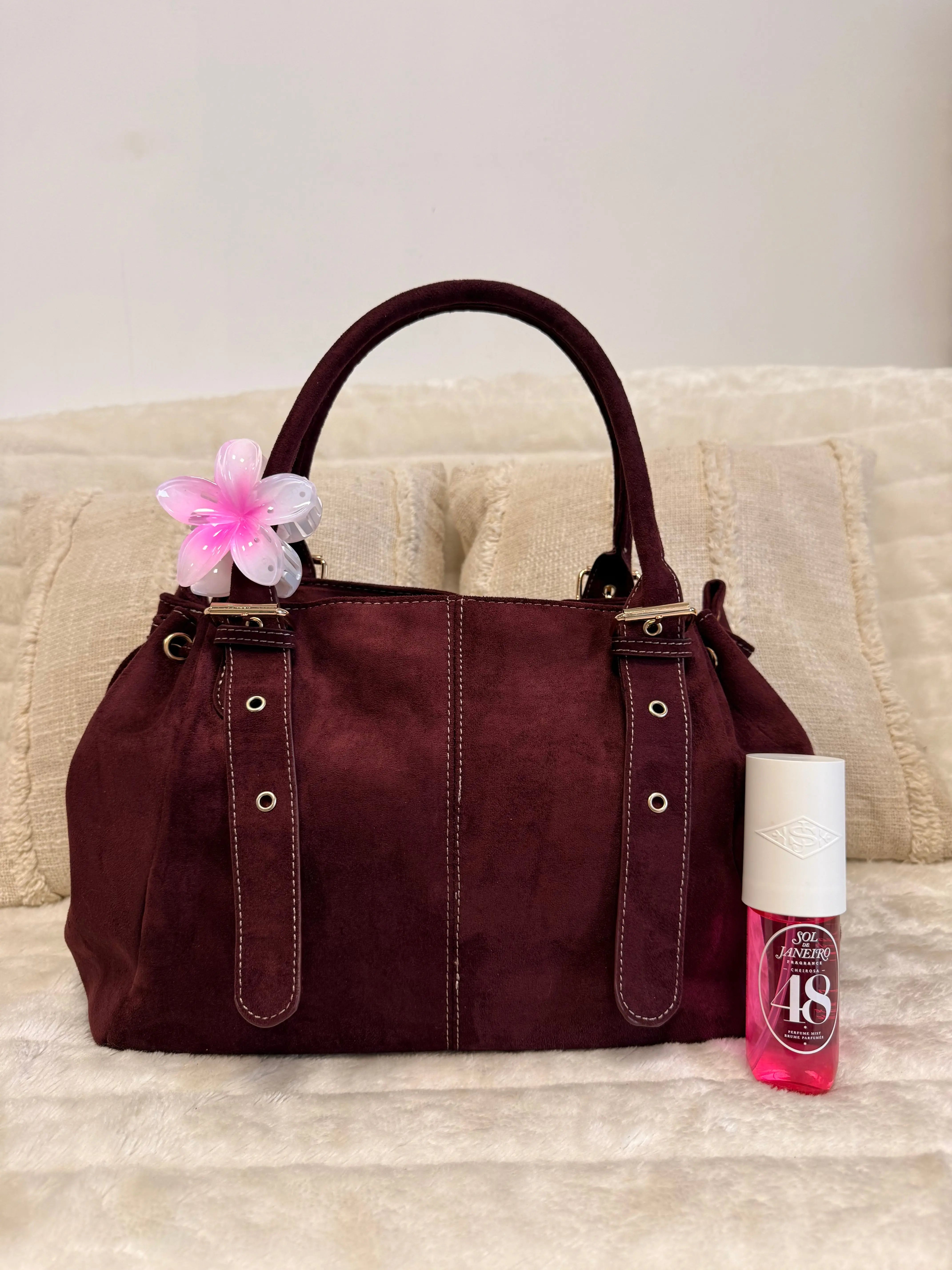 Sac Alma bordeaux suédine MaisonPerla Collection