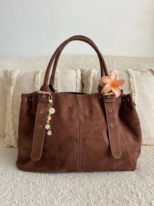 Sac Alma chocolat suédine MaisonPerla Collection