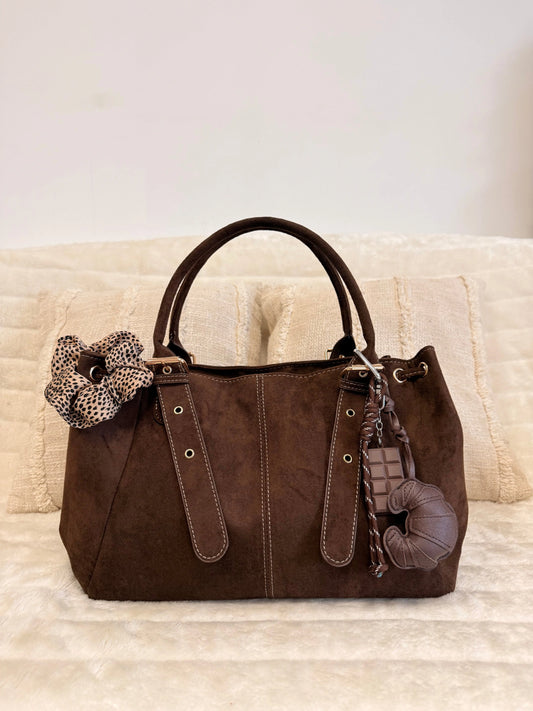 Sac Alma chocolat suédine MaisonPerla Collection