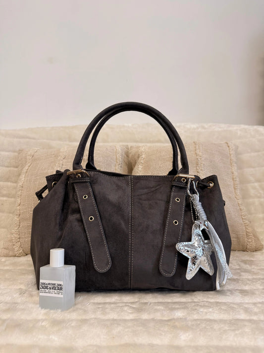 Sac Alma gris suédine MaisonPerla Collection