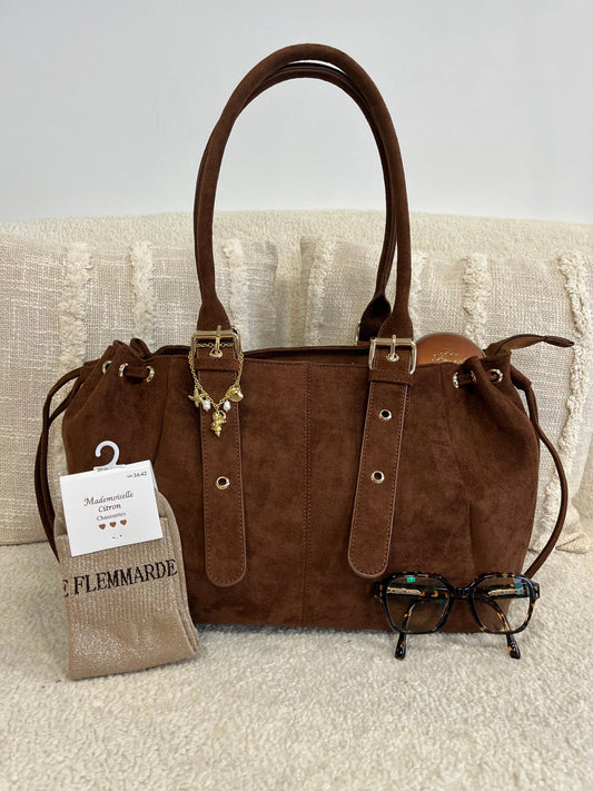 Sac Alma marron suédine MaisonPerla Collection