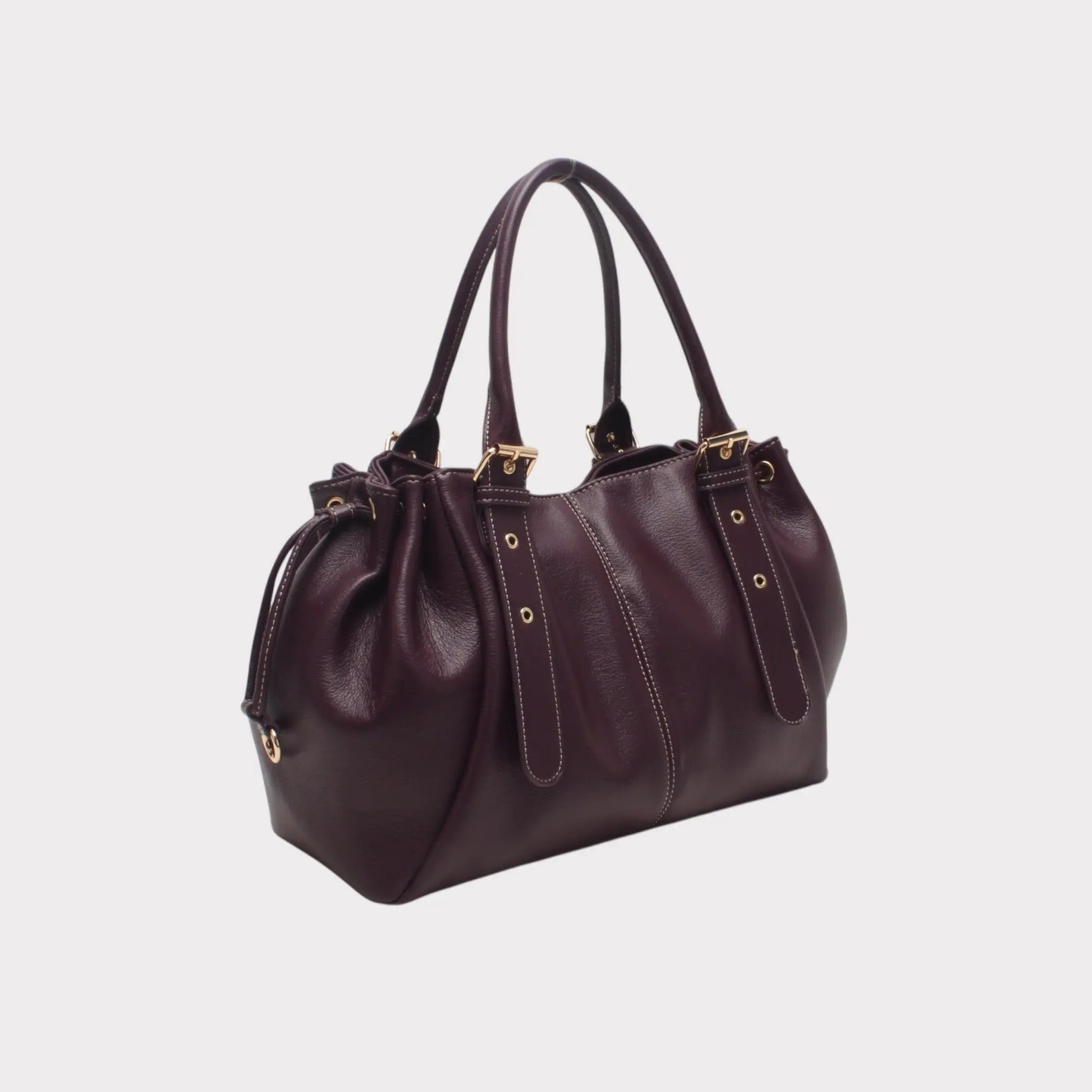 Sac Alma prune lisse MaisonPerla Collection