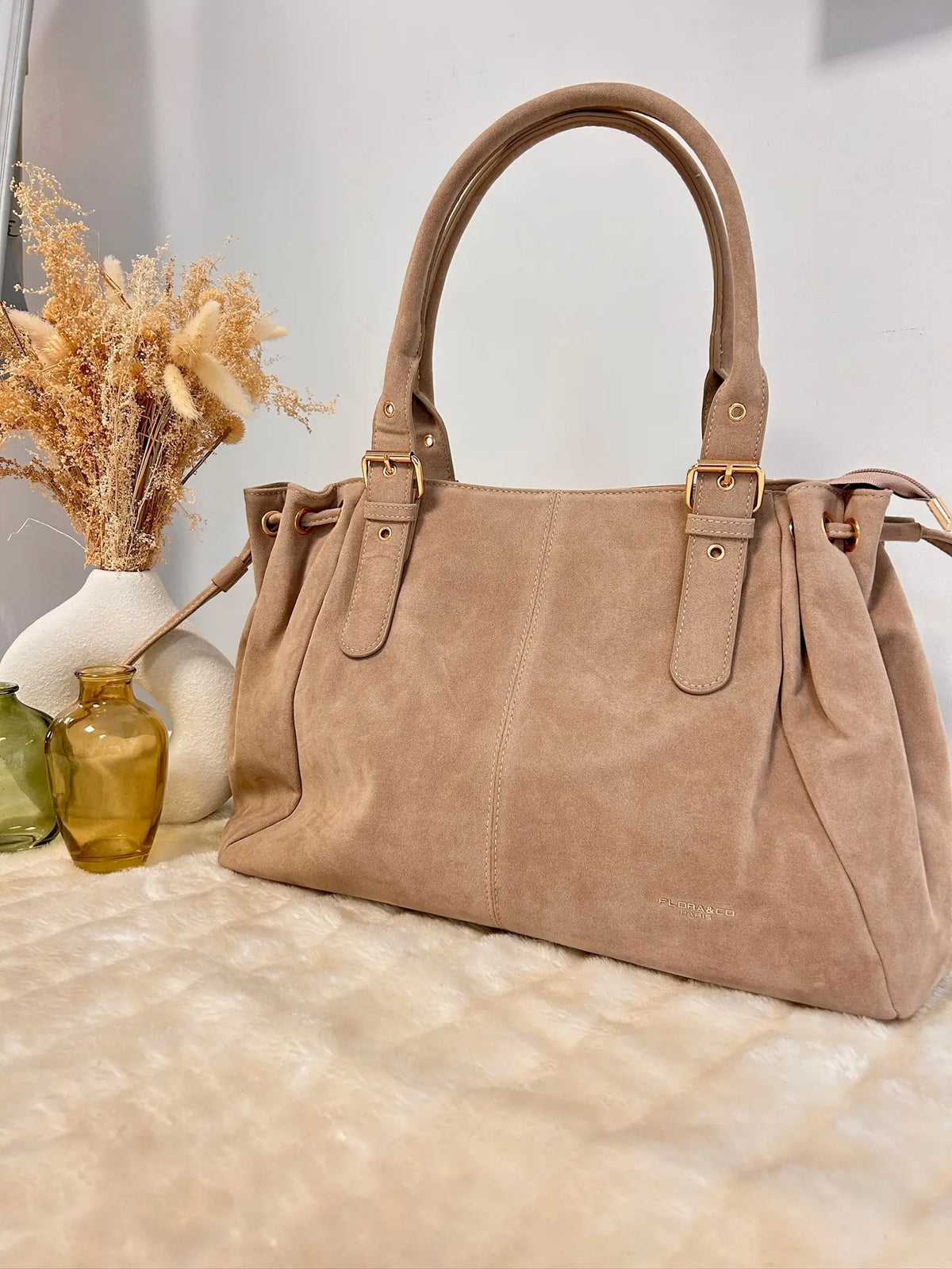 Sac Alma suédine beige MaisonPerla Collection