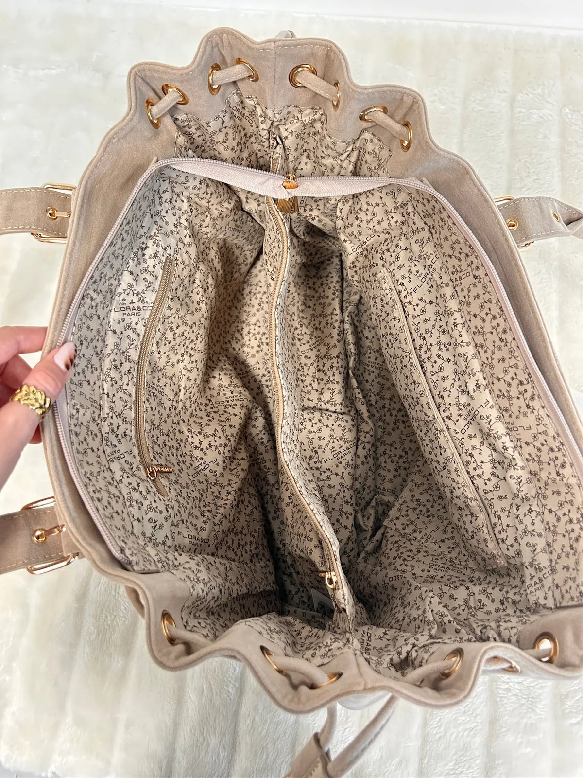 Sac Alma suédine beige MaisonPerla Collection