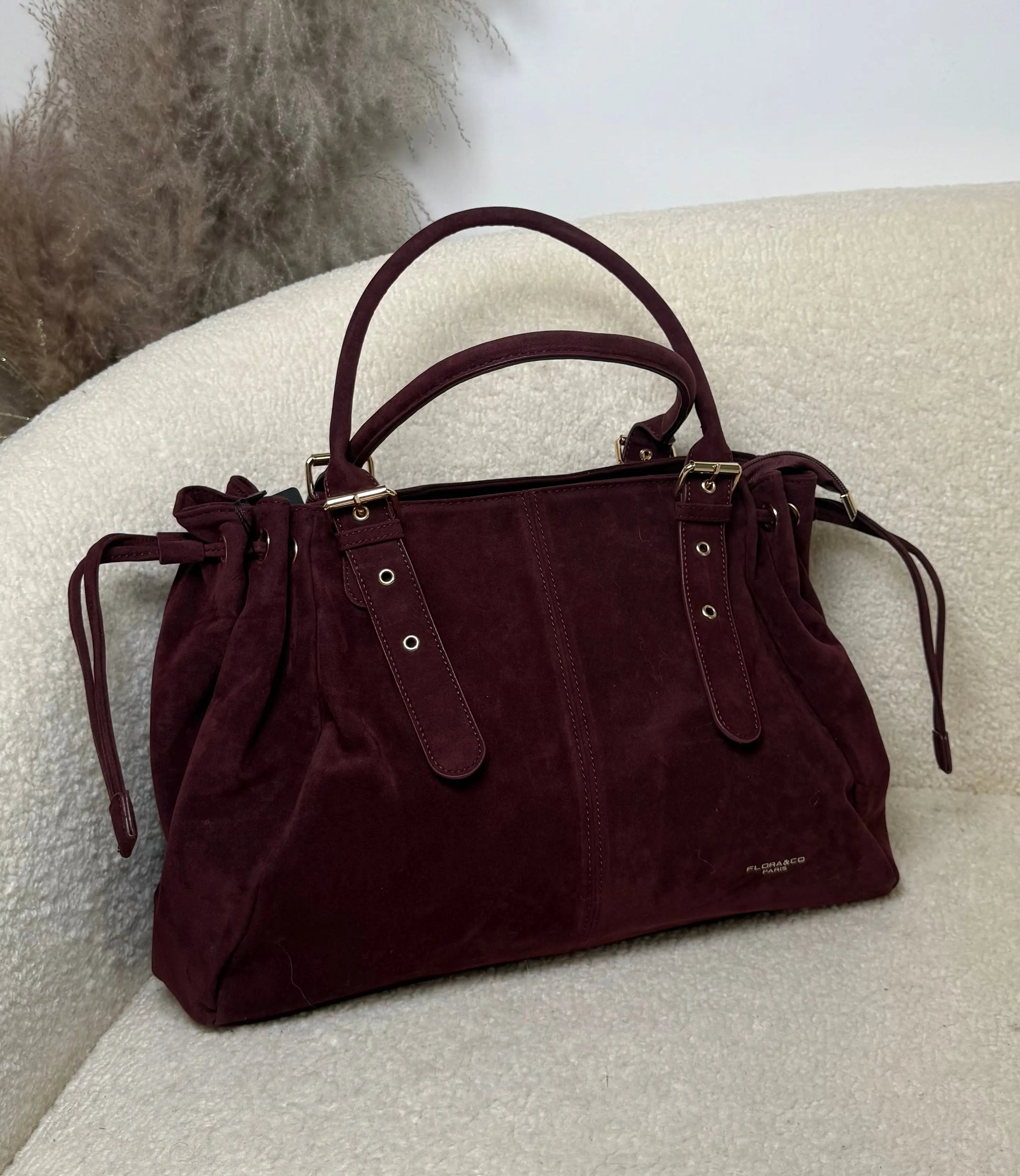 Sac Alma suédine bordeaux MaisonPerla Collection