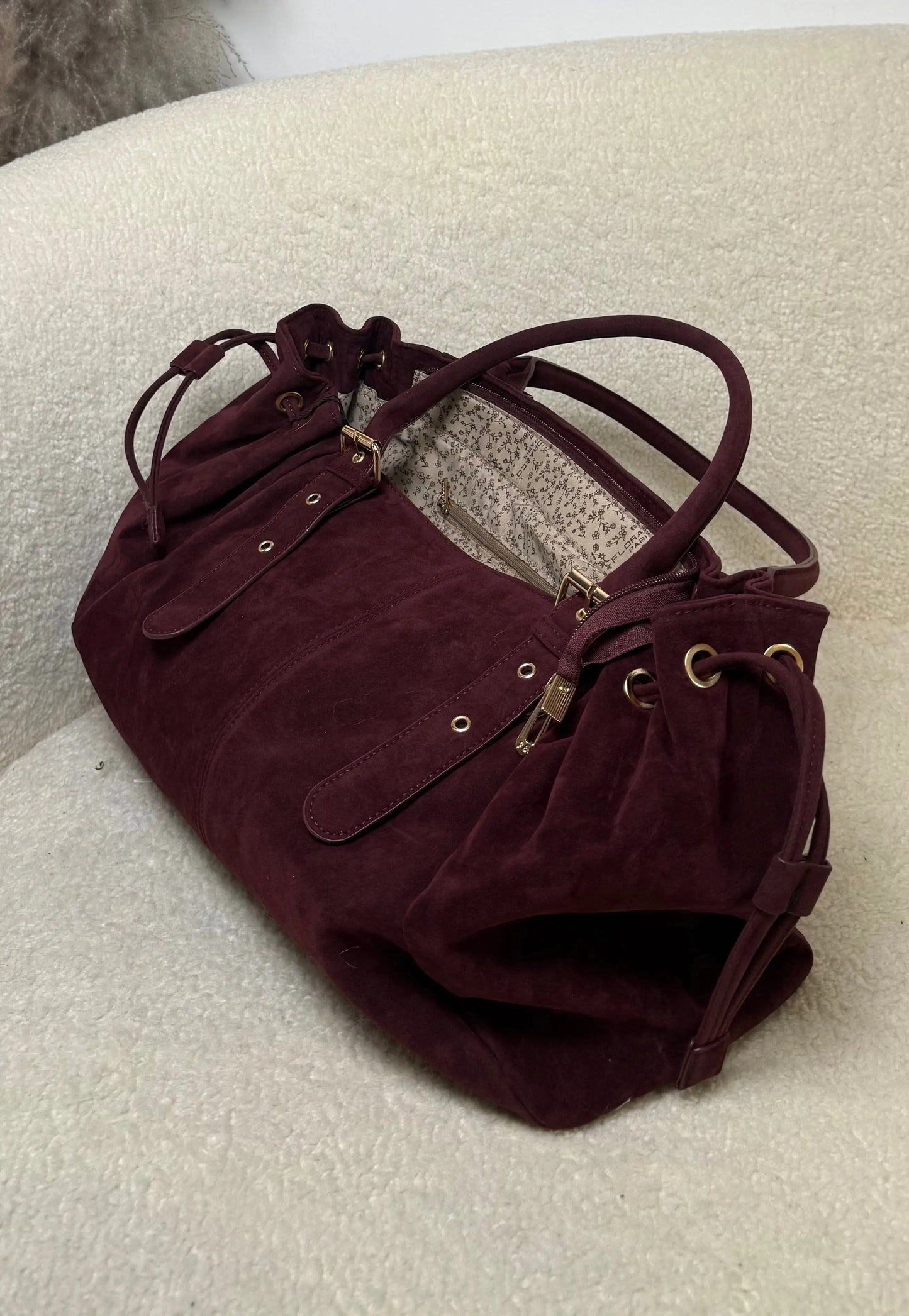 Sac Alma suédine bordeaux MaisonPerla Collection