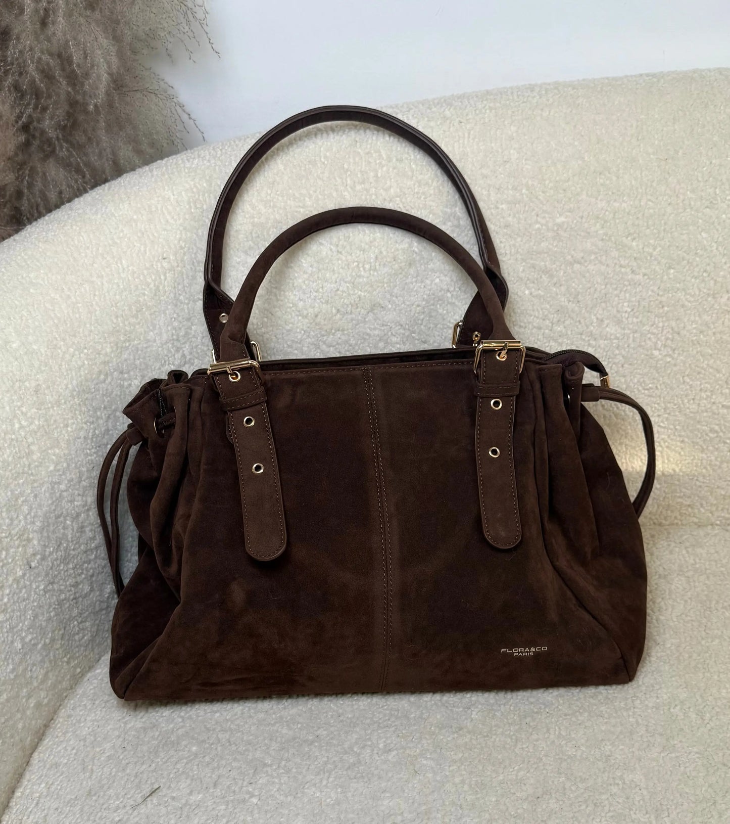Sac Alma suédine chocolat MaisonPerla Collection