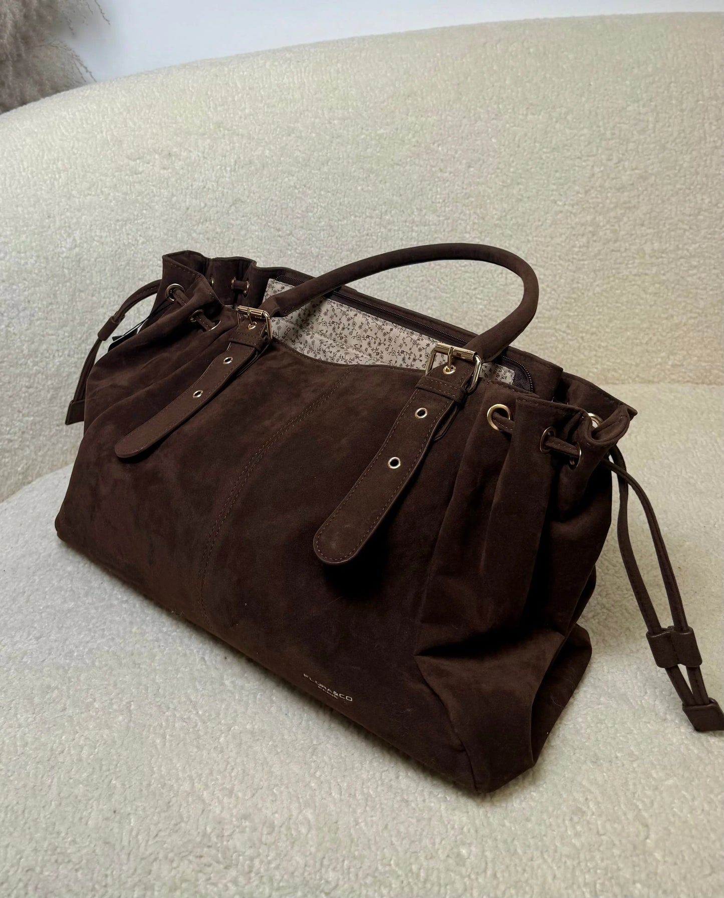 Sac Alma suédine chocolat MaisonPerla Collection