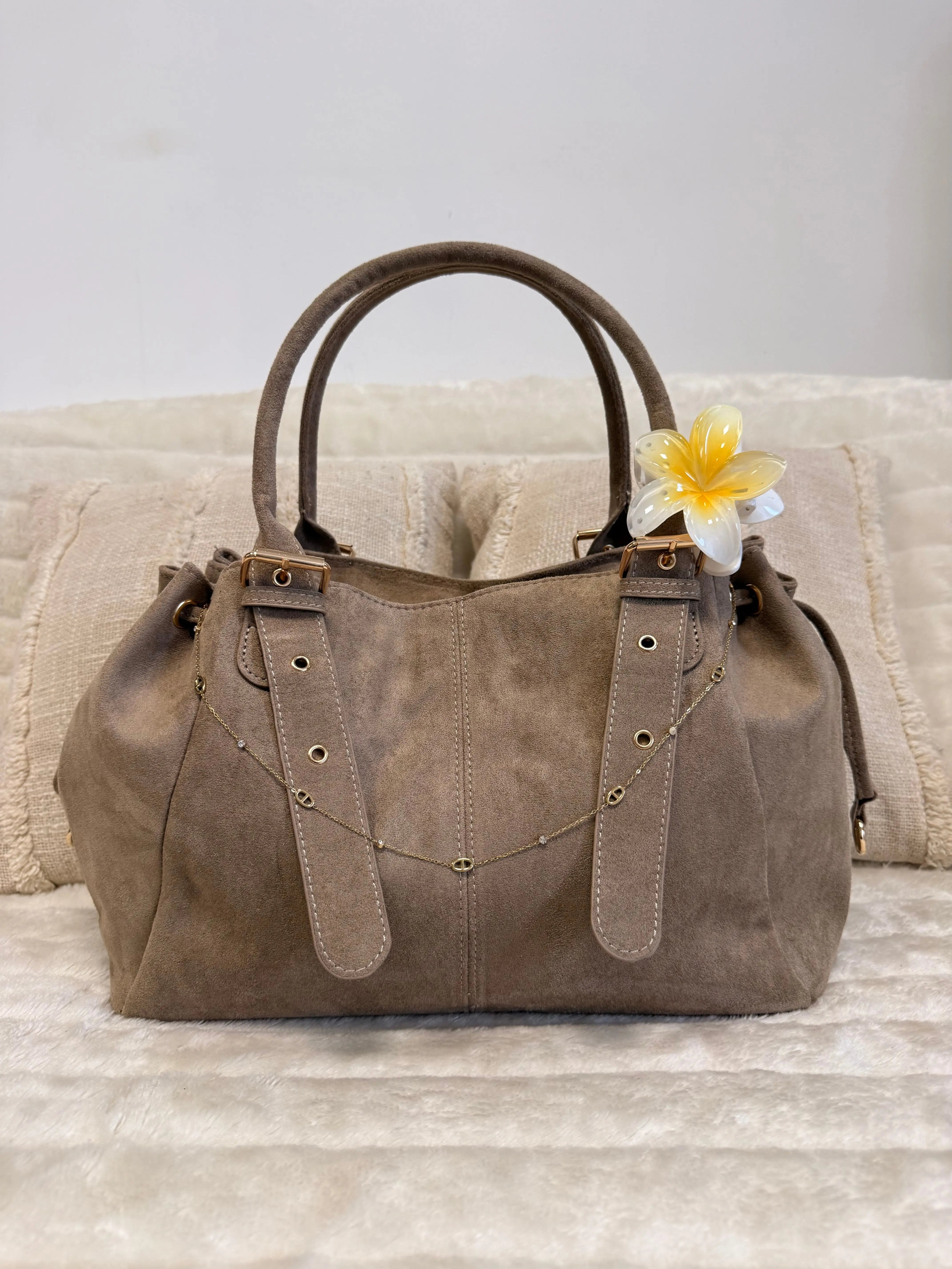 Sac Alma taupe suédine MaisonPerla Collection
