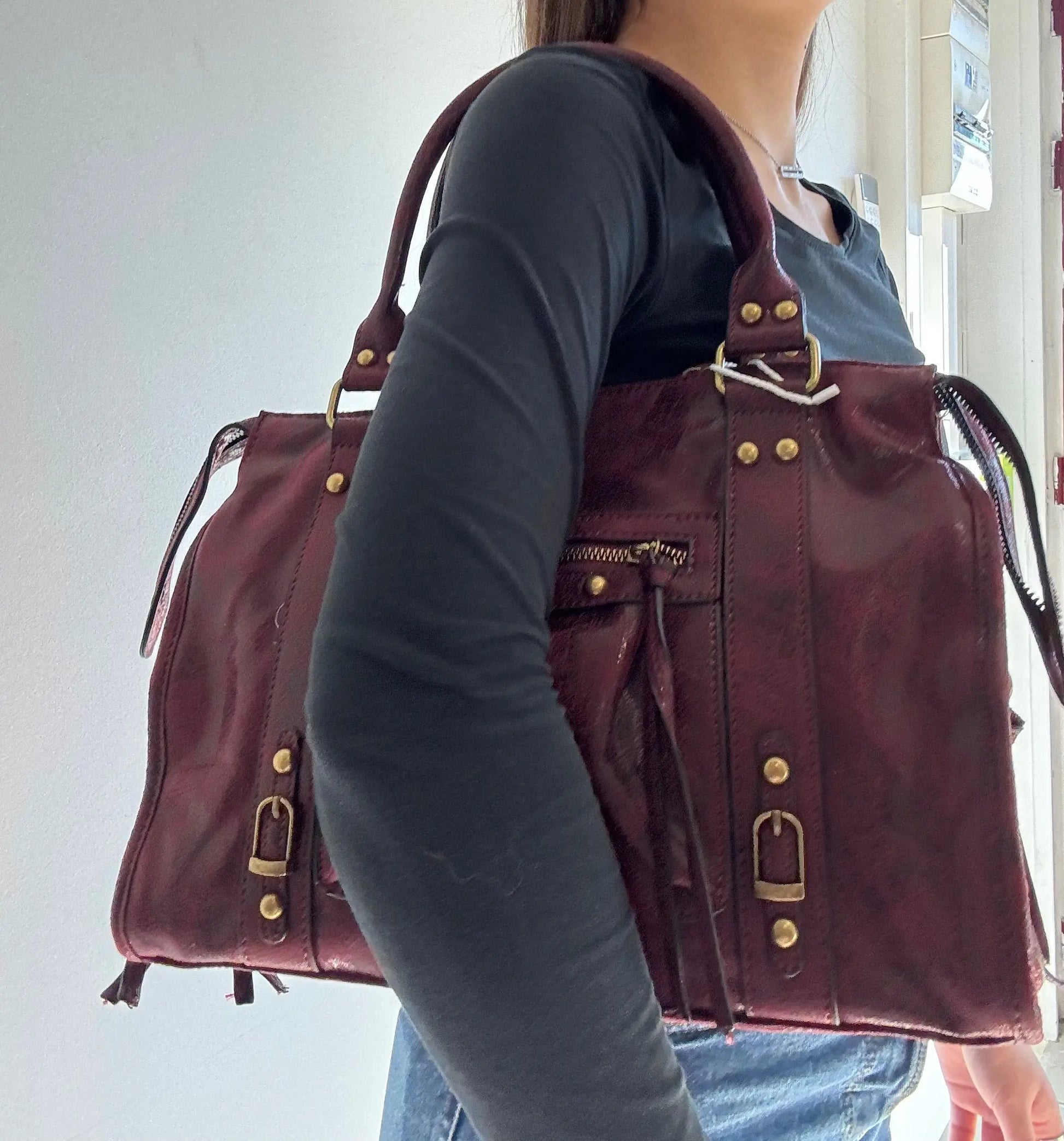 Sac Elsa XL bordeaux MaisonPerla Collection