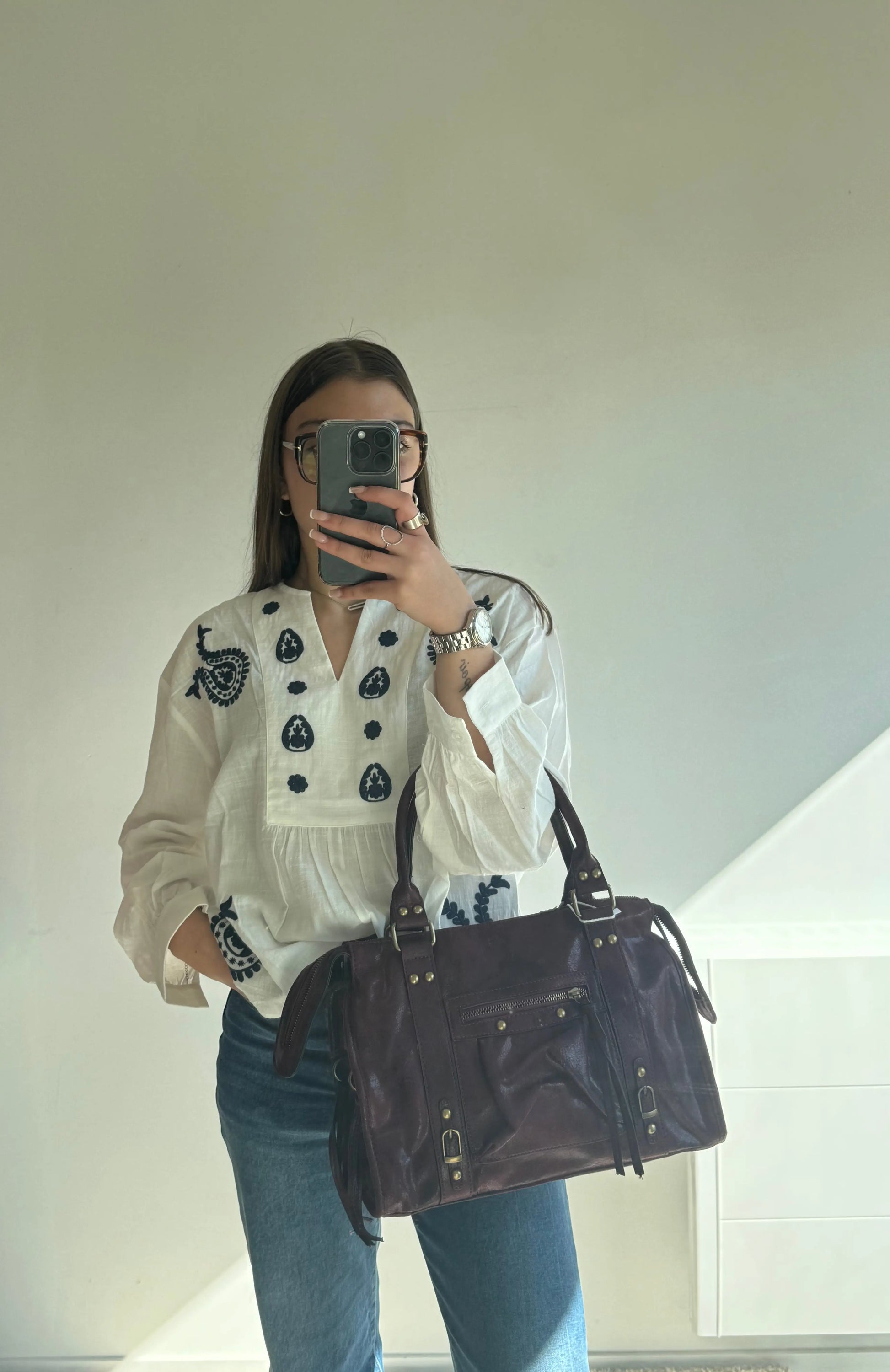 Sac Elsa XL bordeaux MaisonPerla Collection