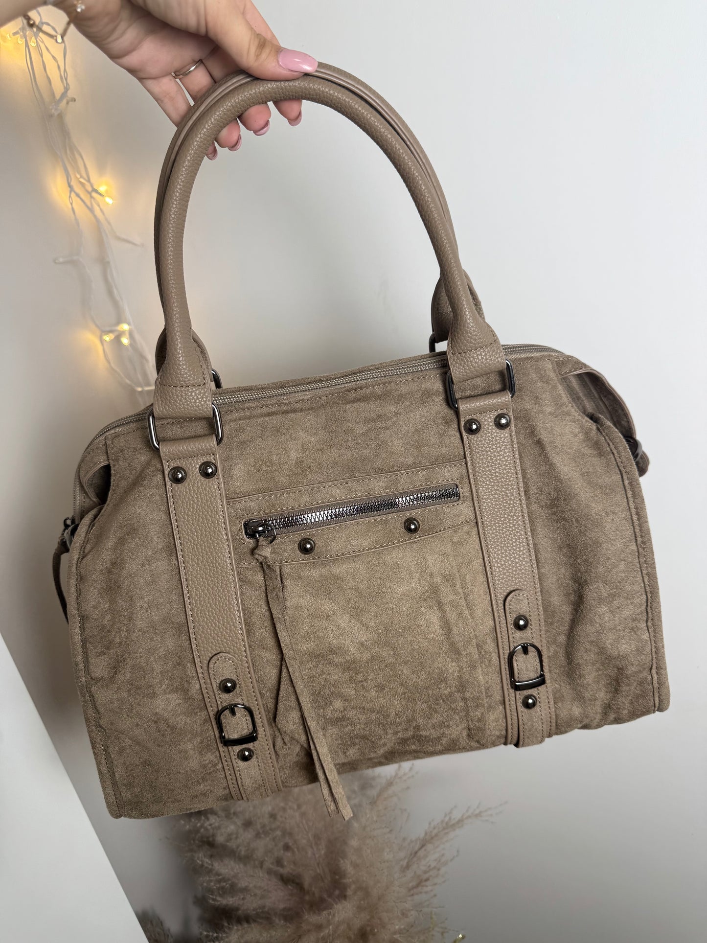 Sac Elsa XL daim beige MaisonPerla Collection