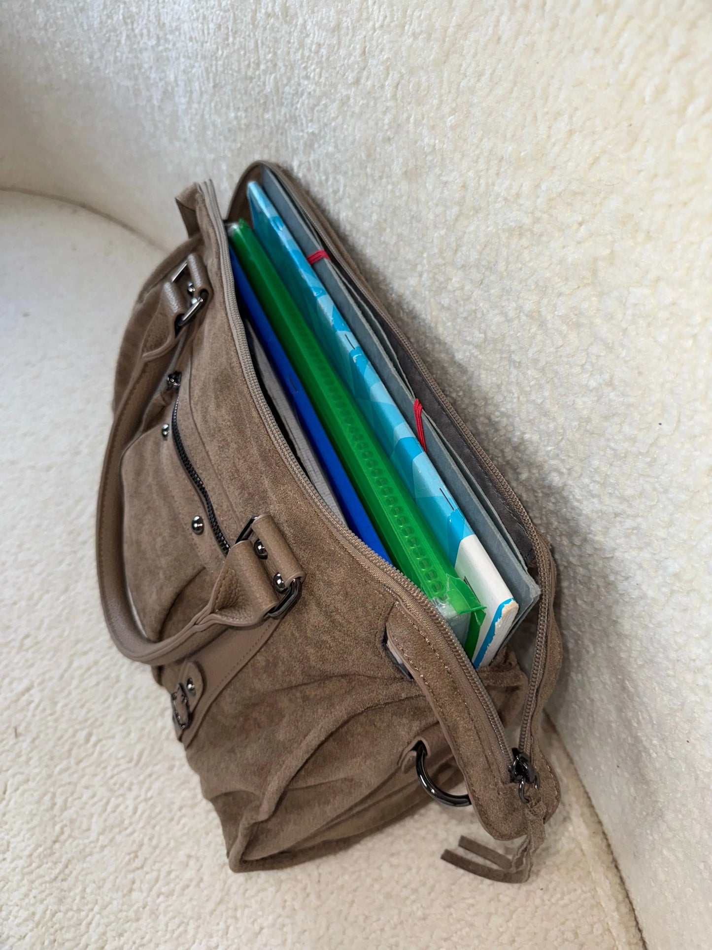 Sac Elsa XL suédine beige MaisonPerla Collection