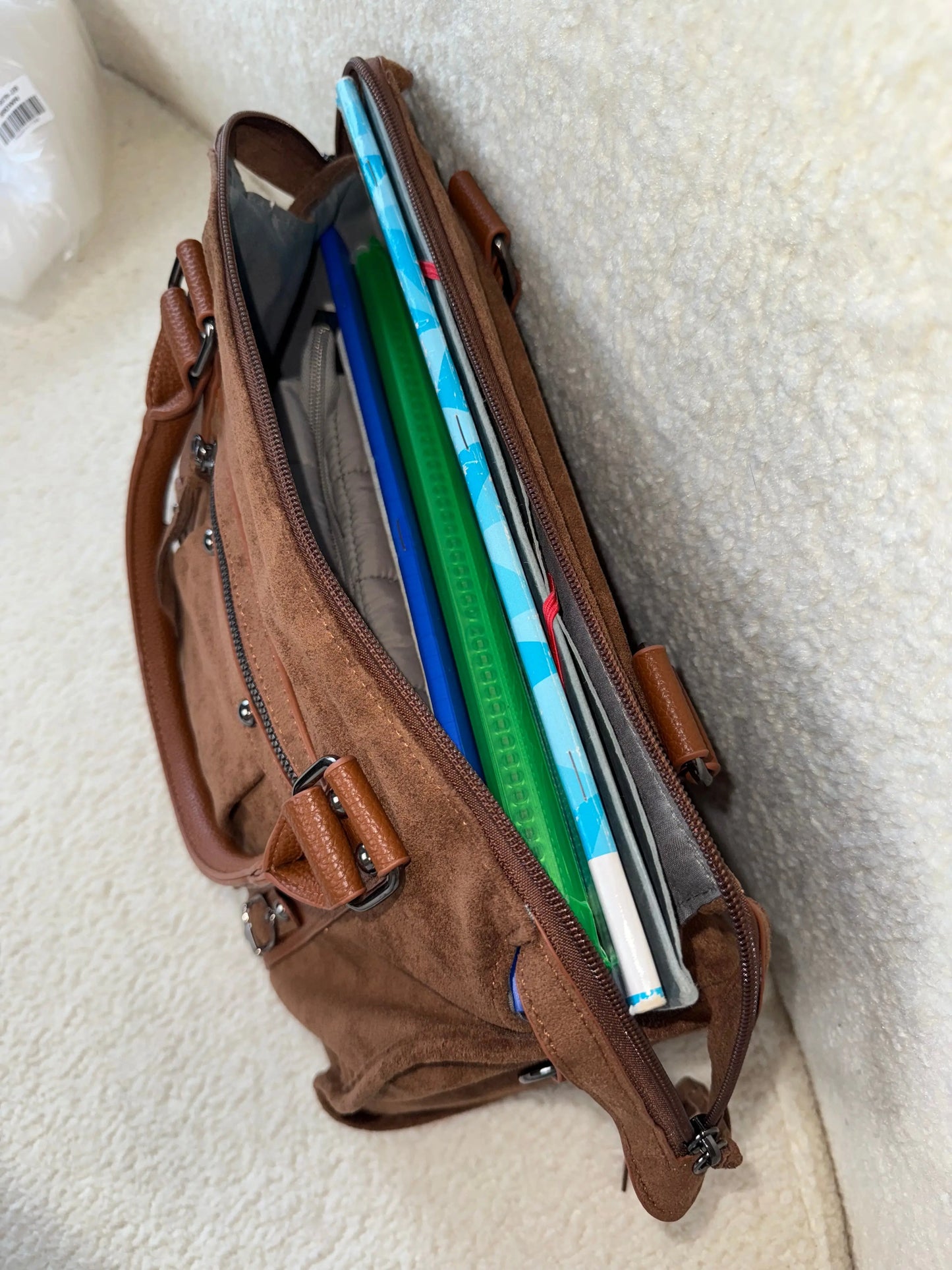 Sac Elsa XL suédine camel MaisonPerla Collection