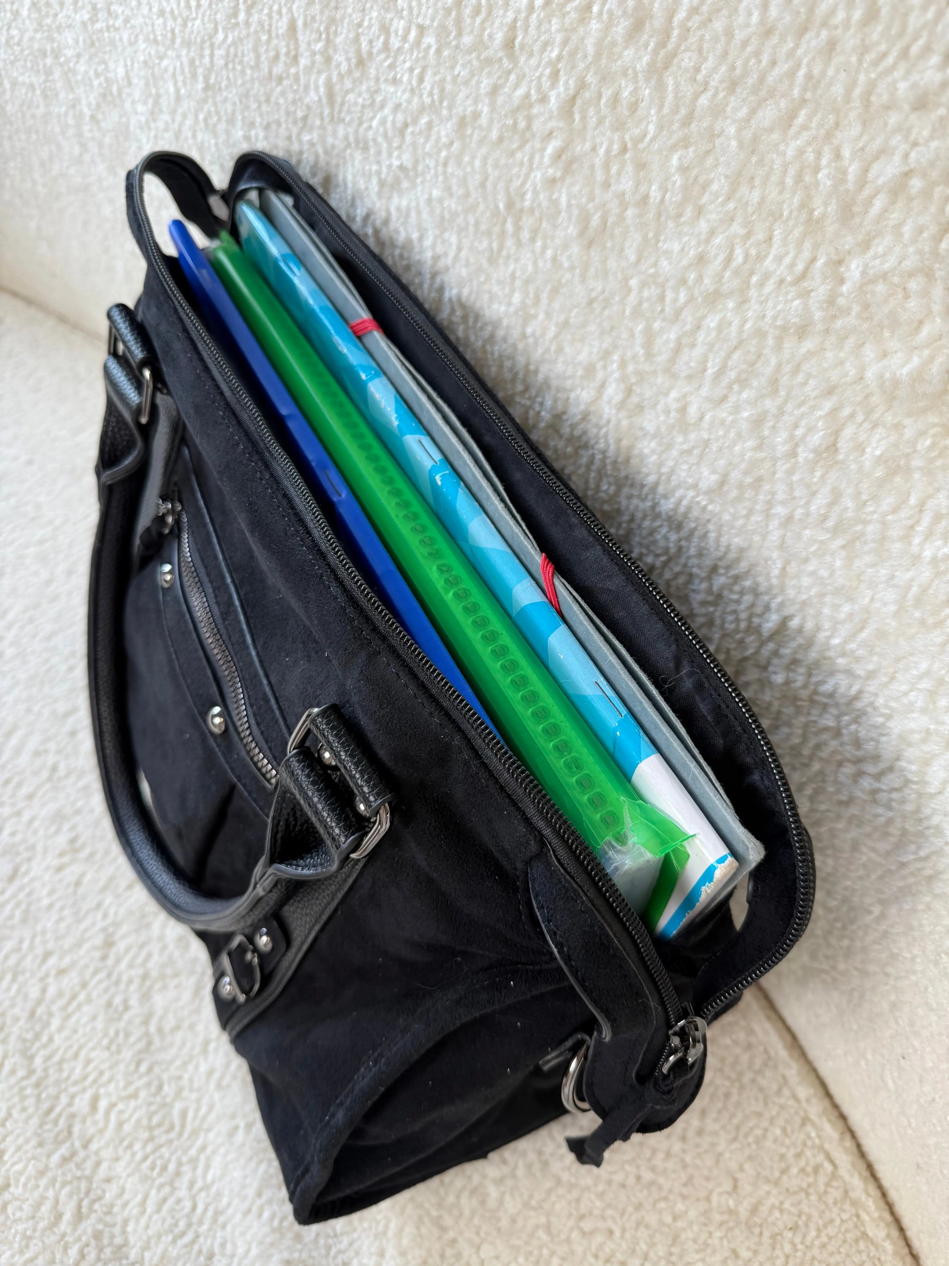 Sac Elsa XL suédine noir MaisonPerla Collection