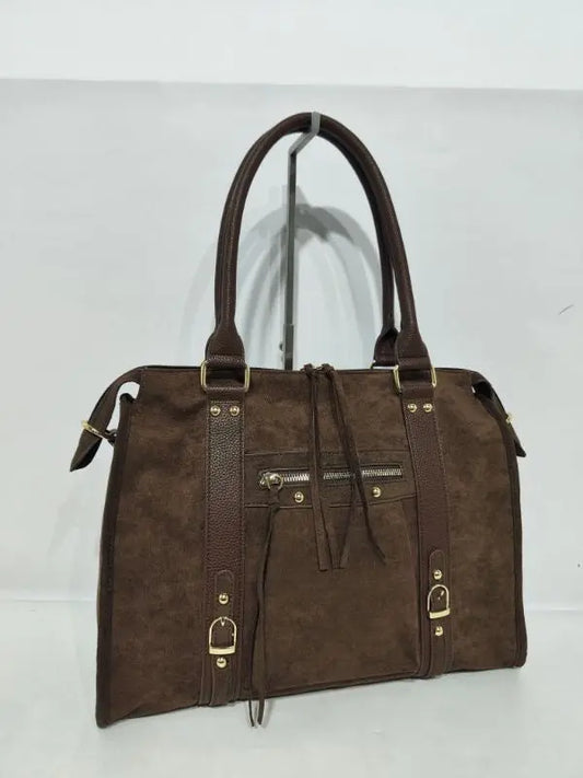 Sac Elsa XXL suédine chocolat MaisonPerla Collection