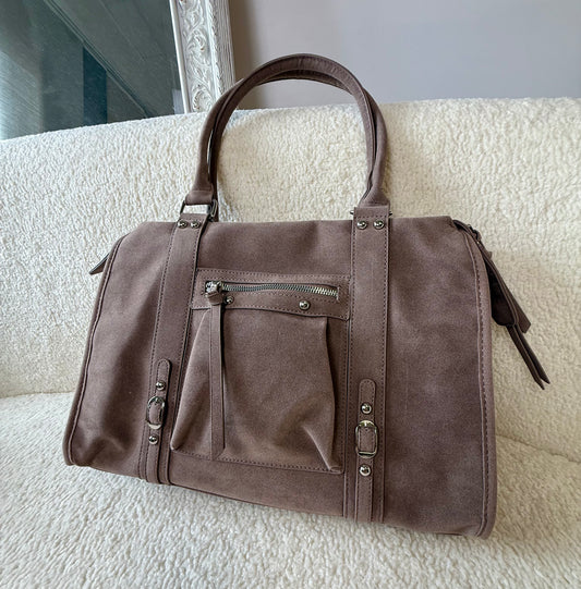 Sac Elsa beige XXL suédine MaisonPerla Collection