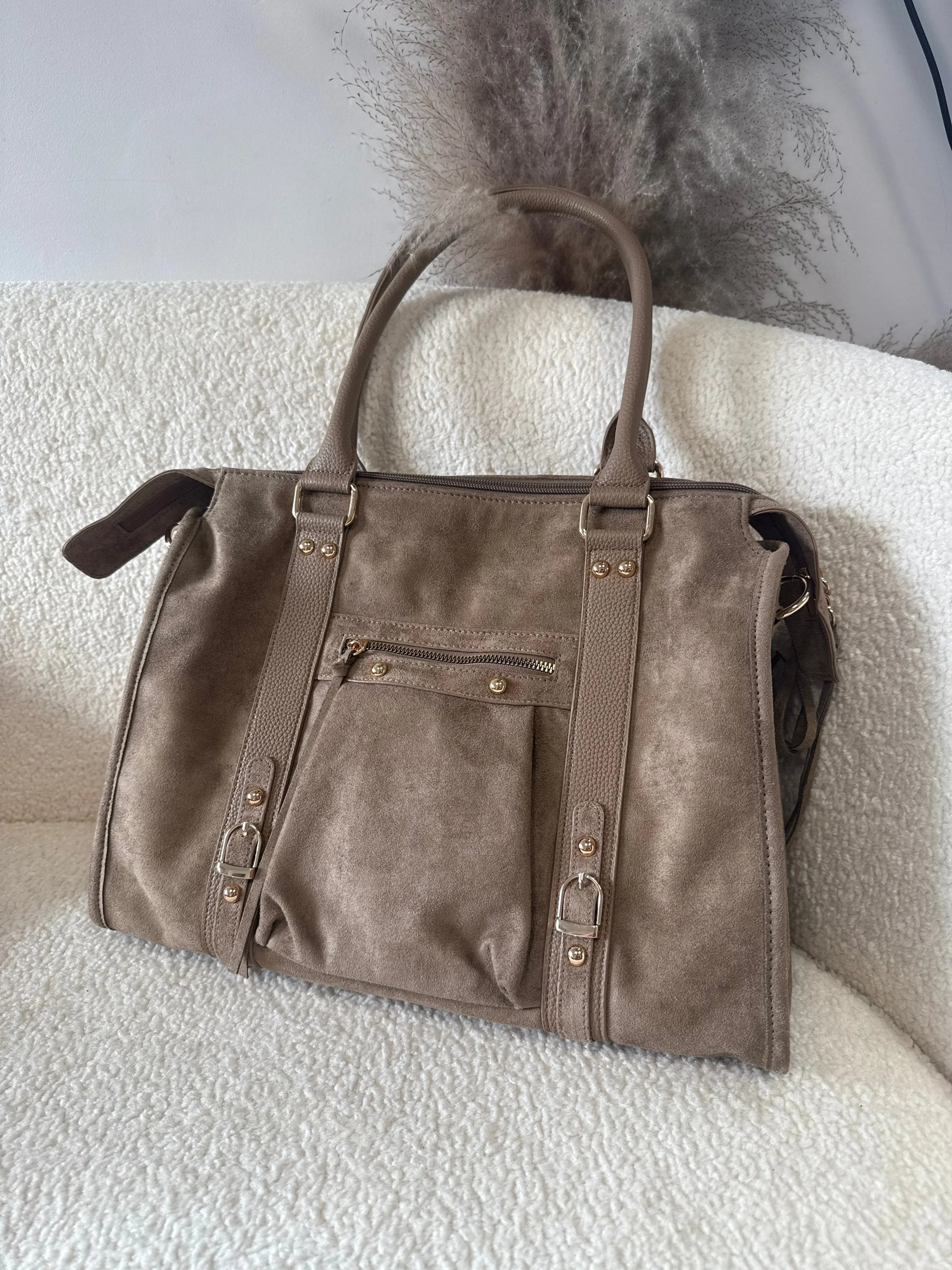 Sac Elsa beige XXL suédine MaisonPerla Collection