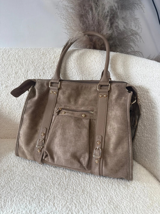 Sac Elsa beige XXL suédine MaisonPerla Collection