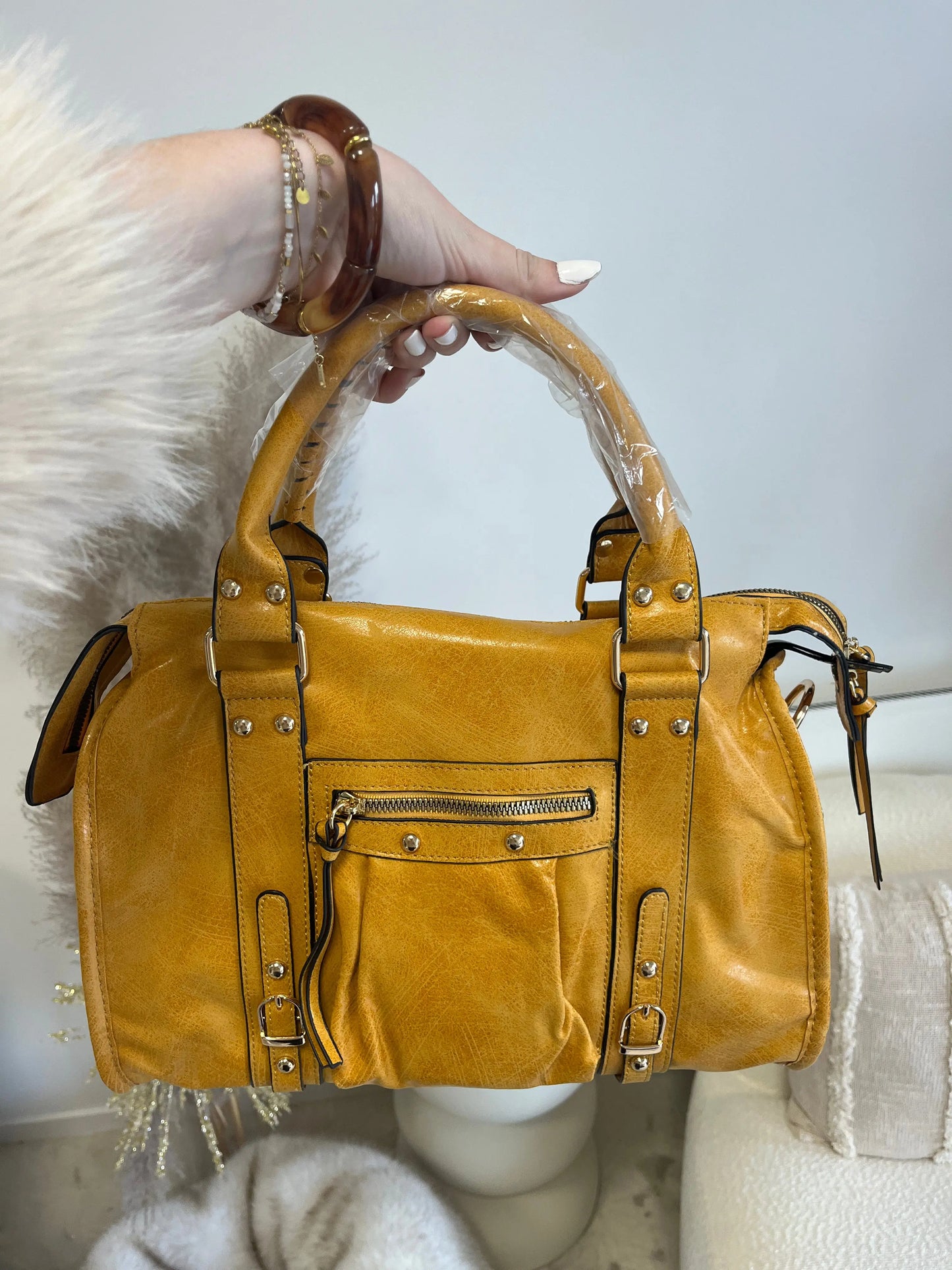 Sac Elsa brillant moutarde XL MaisonPerla Collection