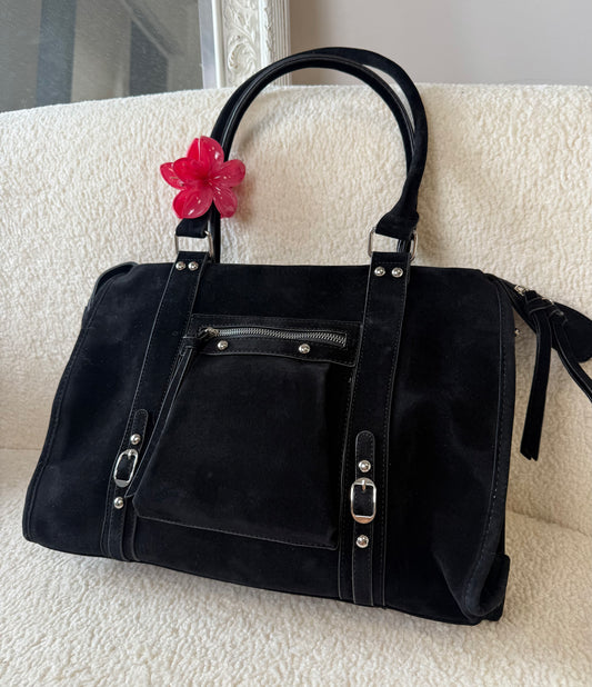 Sac Elsa noir XXL suédine MaisonPerla Collection