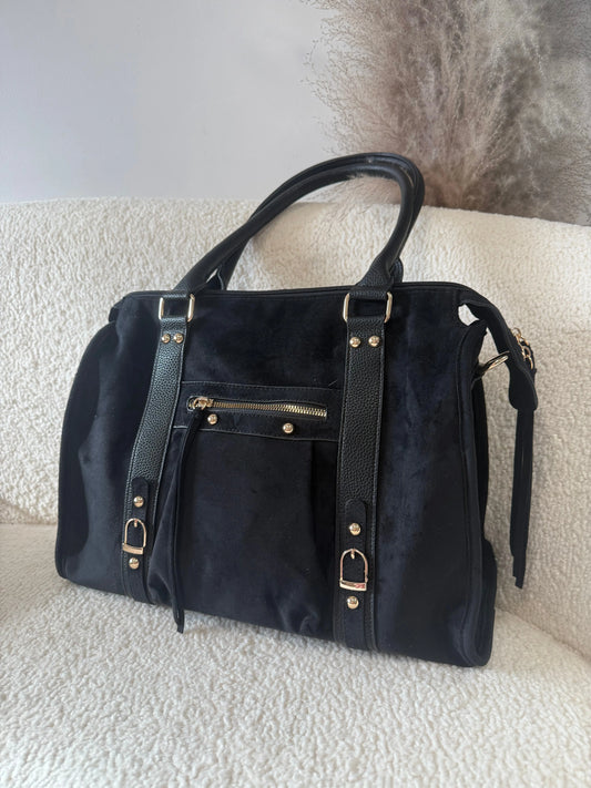 Sac Elsa noir XXL suédine MaisonPerla Collection