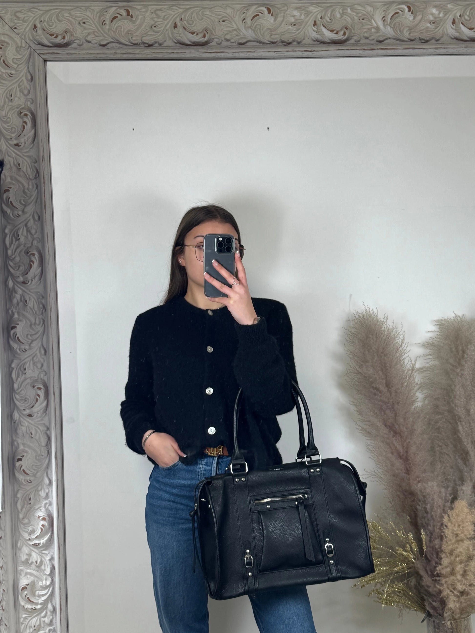 Maxi sac Elsa ancien noir mat XXL MaisonPerla Collection